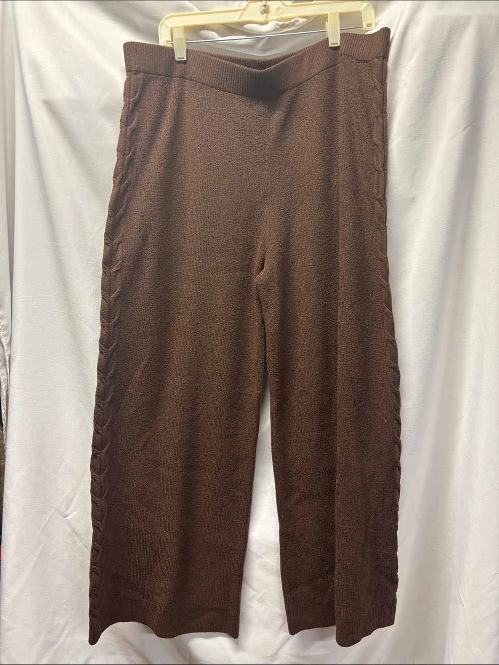 Auden Brown Knit Wide-Leg Cable Side Pants